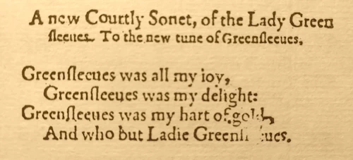 Title from a Handful of Pleasant Delights. Greensleeves.